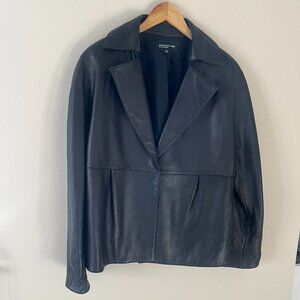 Jones New York Collection 100% Soft Butter Leather Black Coat Blazer Women's XL